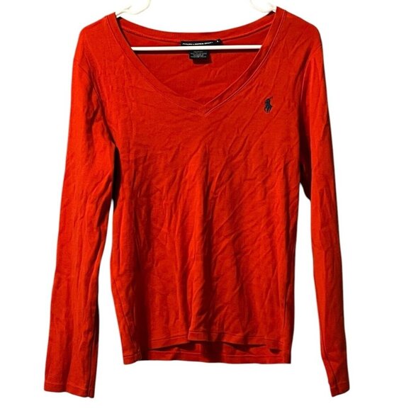 Ralph Lauren Sport Size Large‎ V Neck Red Cotton Sweater Preppy Staple Designer - Picture 1 of 14